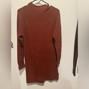 Abercrombie, mockneck mini sweater dress, rust, medium petite